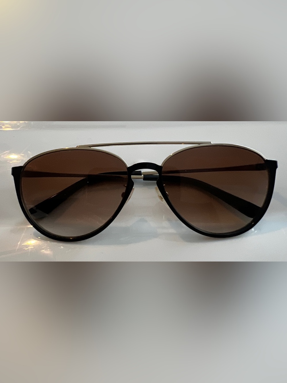 Tory Burch Black Frame Brown Gradient Aviator Sunglasses